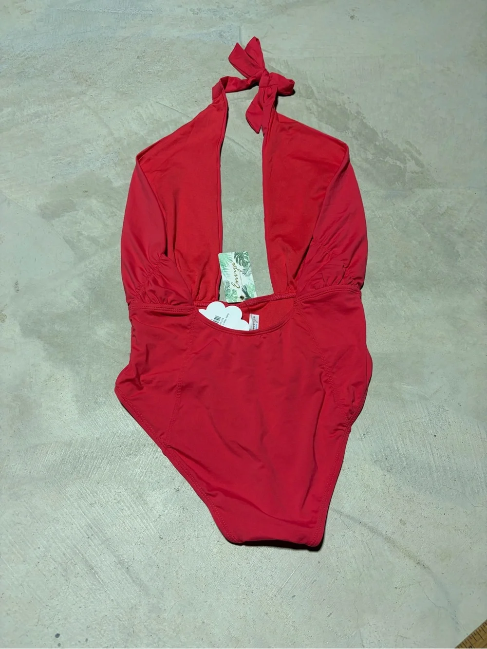 Envya NWT babe watch Red Halter One-Piece Swimsuit MSRP$41 medium